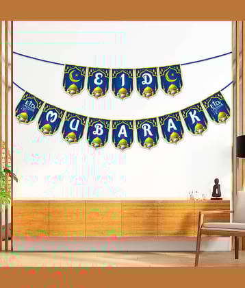 Zyozi ® Eid Mubarak Decorations Banner, Ramadan Mubarak Banner Decorations for Home - Eid Mubarak Bunting Banner, Eid Mubarak Decor