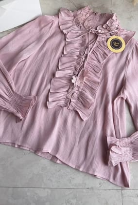 Sheena full sleeves ruffle top-Pink / XS