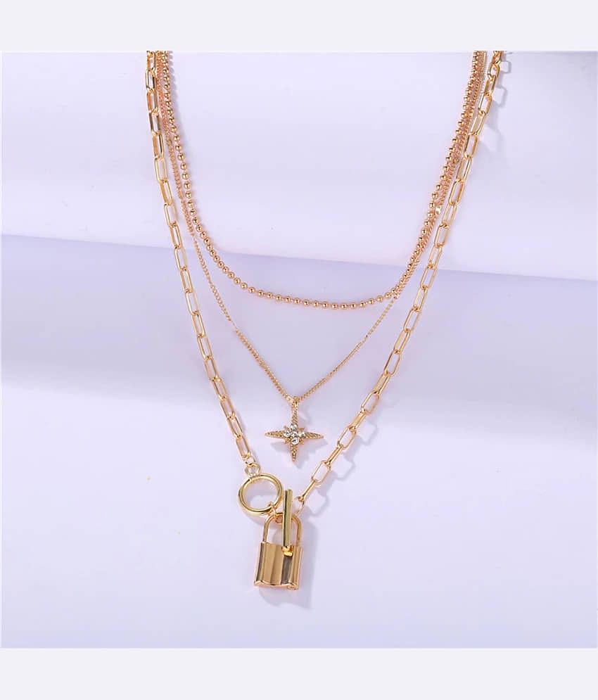 YOUBELLA Golden Alloy Necklace ( Pack of 1 )