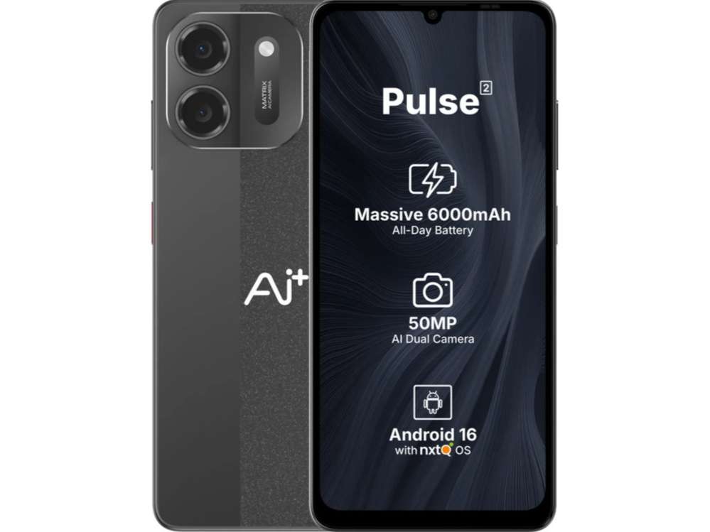Ai+ Pulse 2 Smartphone, 4GB RAM, 64GB Storage - Black