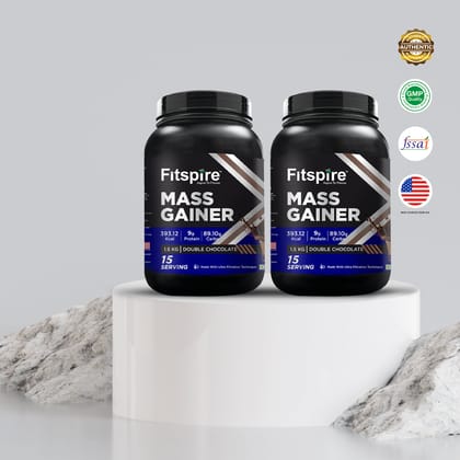 Fitspire Mass Gainer Pack Of 2 - (1.5 Kg + 1.5 Kg)-Pack of 2 Double Chocolate