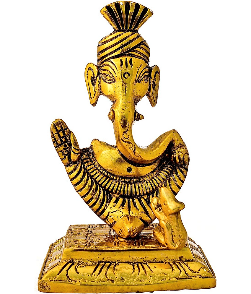 Green Tales - Brass Lord Ganesha Idol ( 14 cm )