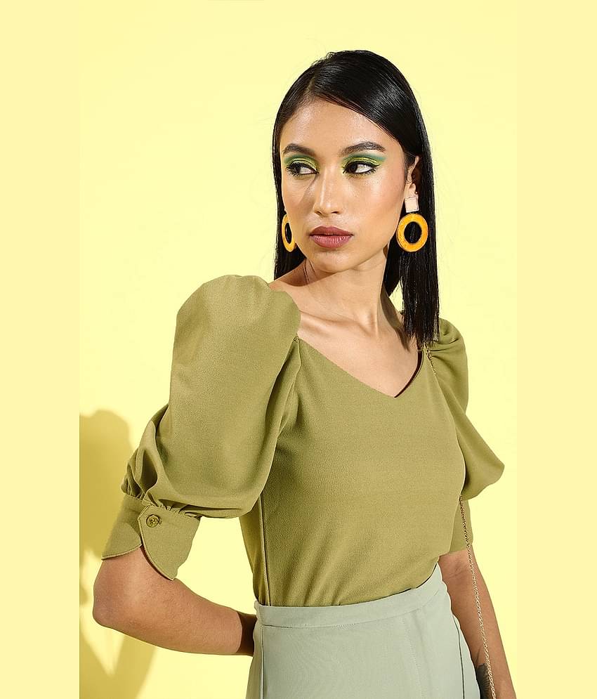 Rare Women's Polyester Crop Top ( Green )