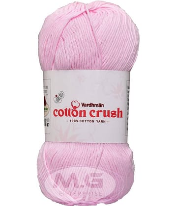 Vardhman Cotton Crush 8-ply Baby Pink 200 GMS 100% Cotton Ball Hand Knitting Cotton/Art Craft Soft Fingering Crochet Hook Yarn, Needle Knitting Yarn Thread Dyed-JC Art-AFDJ