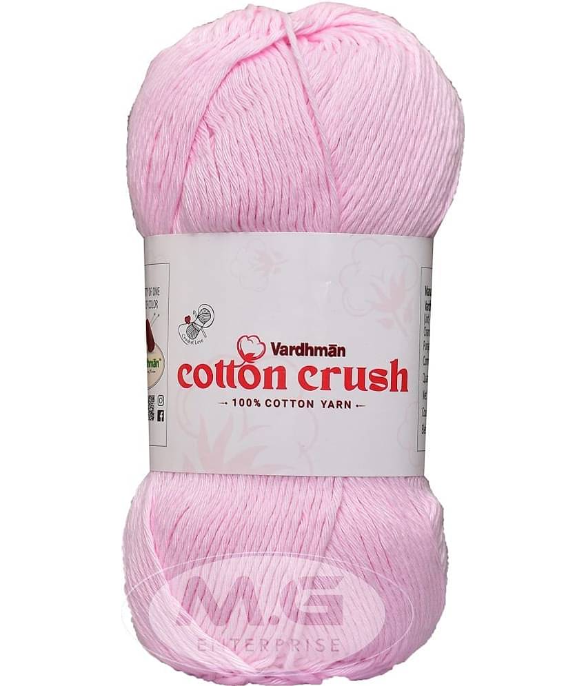 Vardhman Cotton Crush 8-ply Baby Pink 200 GMS 100% Cotton Ball Hand Knitting Cotton/Art Craft Soft Fingering Crochet Hook Yarn, Needle Knitting Yarn Thread Dyed-JC Art-AFDJ