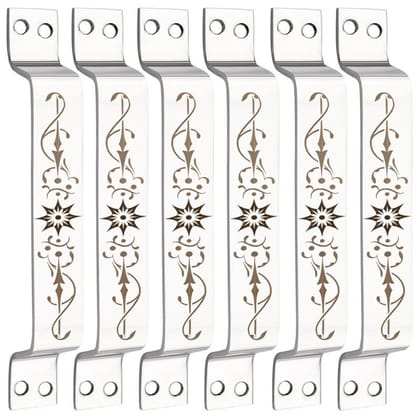 BUCKLLER Stainless Steel Door & Cabinet Handles, Knobs Handles-Size-6 Inch-6 Pcs-Laser Printed Design-SSL07