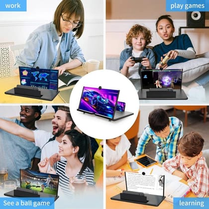 WUGO:: 3D Amplifier Stand with 8 Inch HD Screen Magnifier Compatible with All Smartphones | Mobile Screen Enlarger & Phone Holder for Movies, Videos & Gaming with Eye Protection