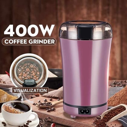 Portable Electric Coffee Grinder Spice & Coffee Bean Grinder | 400W Stainless Steel 4 Blade Mixer Grinder for Masala & Herb | for Dry Item,Push Button Control Durable 304 Stainless Steel | ELECTRIC COFFEE & SPICE GRINDER (Multicolour)