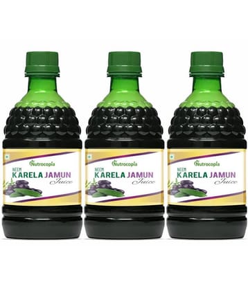 NUTROCOPIA Neem Karela Jamun Juice for Diabetes - 400 ml, Ayurvedic Diabetic Care Juice, Helps Maintain Healthy Sugar Levels, Immunity Booster Juice for Skin Care & Natural Detox Pack of 3