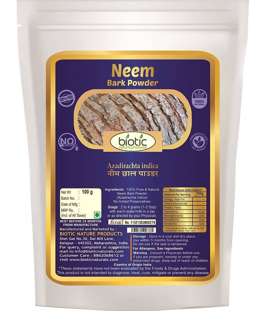 Biotic Neem Bark Powder (Azadirachta Indica) Neem Chhal Powder 100 gm