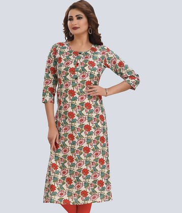 Meher Impex Cotton Printed Straight Women's Kurti - Multicoloured ( Pack of 1 )