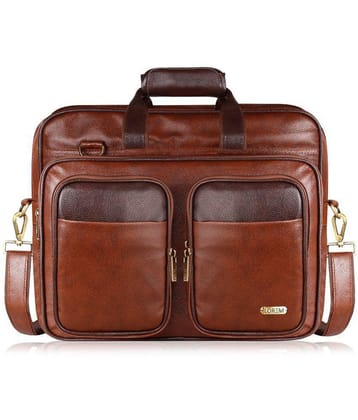 Lorem Brown Faux Leather Office Bag - Brown