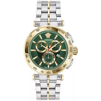 Versace Green Dial Chrono Quartz 46 mm Dial Men Watch - VE6CA0523-Green