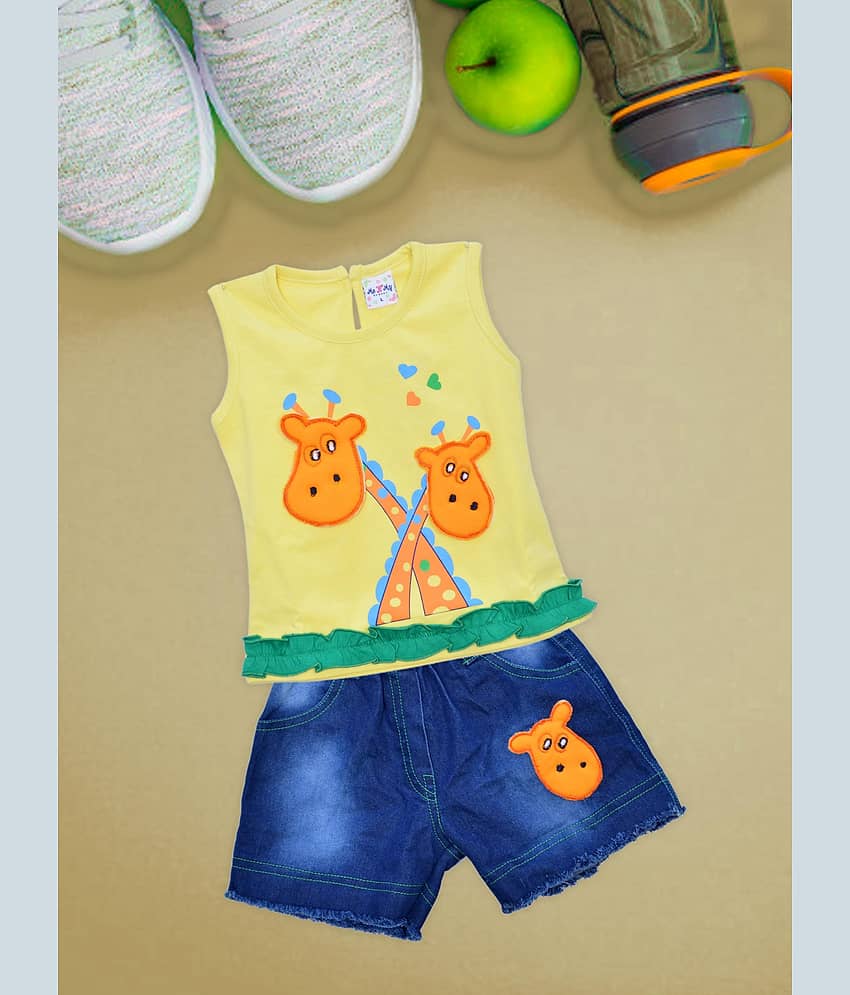 Me N My CLOSET Unisex for Baby 100% Cotton Tops & Bottoms Sets ( Yellow )