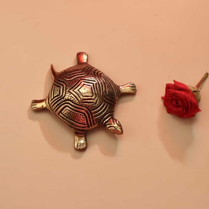 Brass Tortoise with Shree Yantra/Kuber Yantra on Back - 3.2 inch Length | Brass Tortoise with Shree Yantra/Kuber Yantra for Prosperity