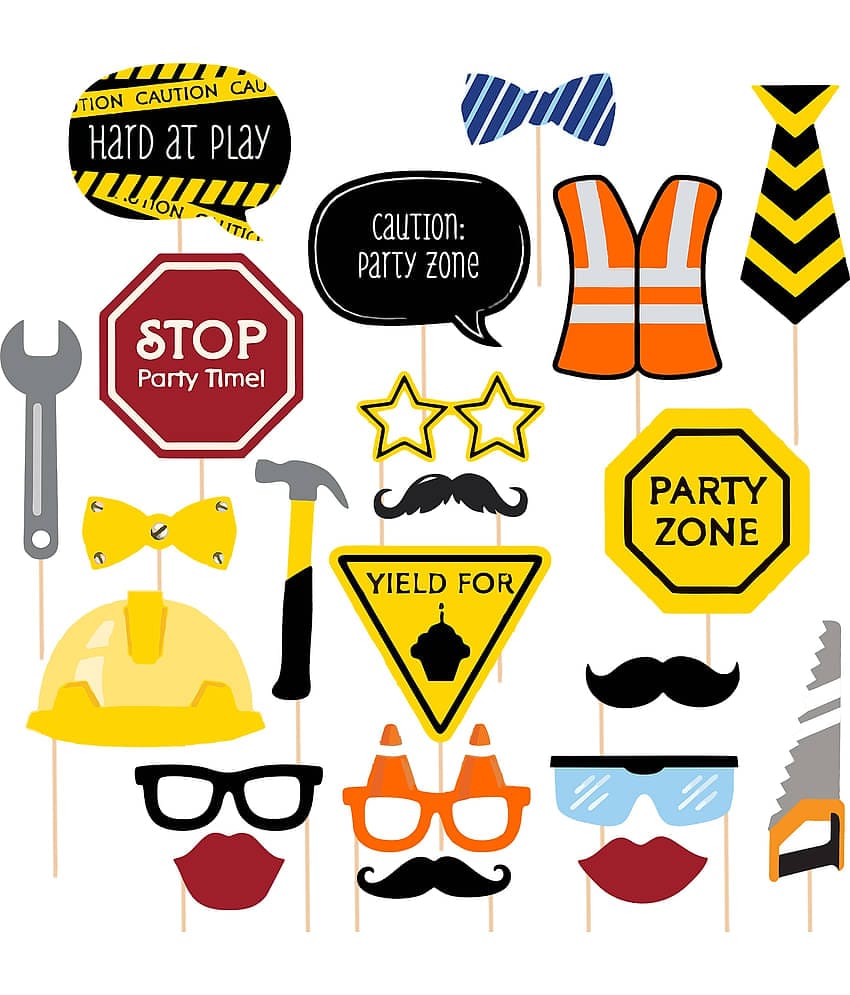 Zyozi ® Under Construction Theme Photo Booth Props, Construction Party Decorations Kit for Boys, Birthday Decorations Props, Construction Photo Booth Props (Pack of 22)