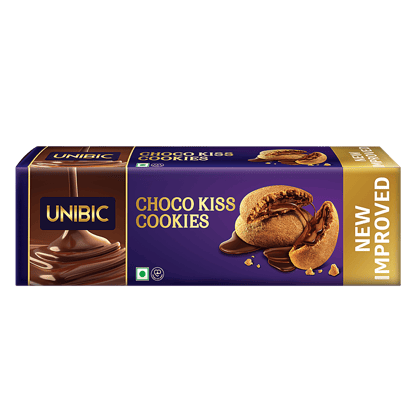 UNIBIC Centre Filled-Choco Kiss Cookies, 75 g Pouch
