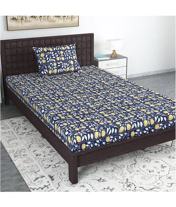 DIVINE CASA Cotton Single Bedsheet ( Blue )