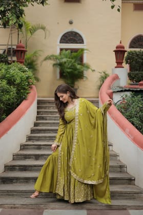 PREMIUM DESIGNER READYMADE TOP-SHARARA-DUPATTA COLLECTIONS-M