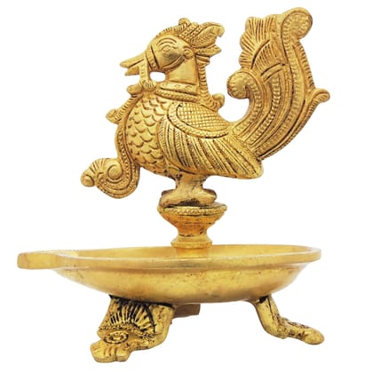 Brass Table Decor Oil Lamp, Bird Deepak  - Decorative Deepak for Home D�cor, Height : 5 Inch (BSMAS1214 A)