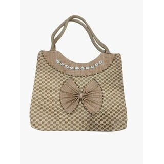 handcrafted jute tote hand bag for women Messenger Bag (Beige, 4 L)