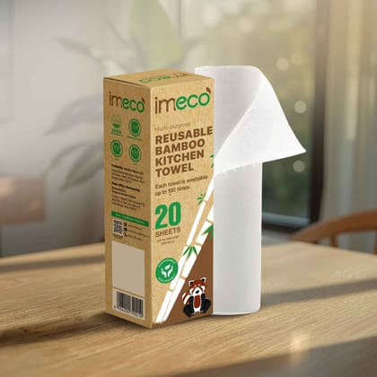 Imeco Reusable Bamboo Kitchen Towel Roll (20 Sheets, Pack of 1) | Ultra-Absorbent Natural Fiber | Kitchen Cleaning & Spills Imeco Reusable Bamboo Kitchen Towel Roll (20 Sheets, Pack of 1) | Ultra-Absorbent Natural Fiber | Kitchen Cleaning & Spills
