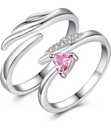 FASHION FRILL - Silver Couple Ring ( Pack of 2 )