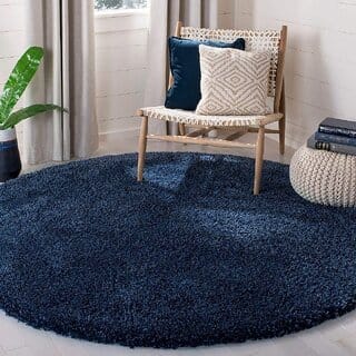 GALLERY HOME Silky Smooth Anti-Skid Shaggy Round Carpet with 2 inch Thickness (5 x 5 Round, Blue S2)