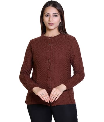 Ogarti Woollen Brown Buttoned Cardigans - Single