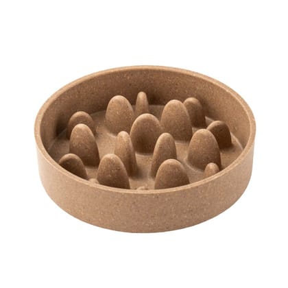Rice Husk Slow Feeder Bowl Big - 17CM-SAND BROWN / 1