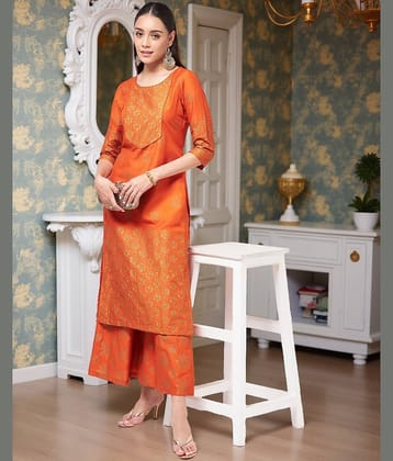 Pannkh - Orange Polyester Women's Straight Kurti ( Pack of 1 )