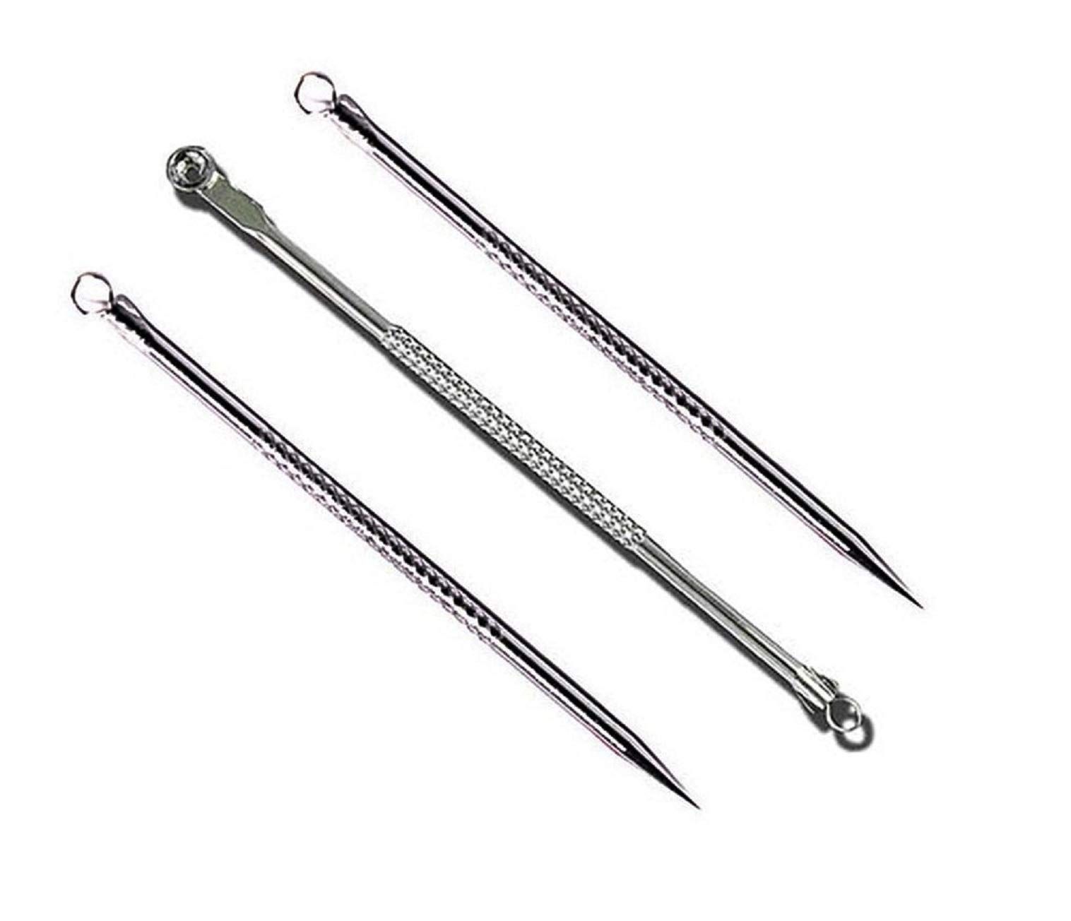 Glamezone Stainless Steel Blackhead Remover Needle Round & Two Pointed Tip (Pack Of 3)
