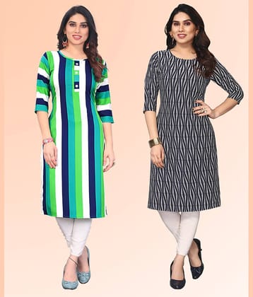 KETAKI FASHION Pack of 2 Crepe Printed Straight Women's Kurti - ( Multicoloured )