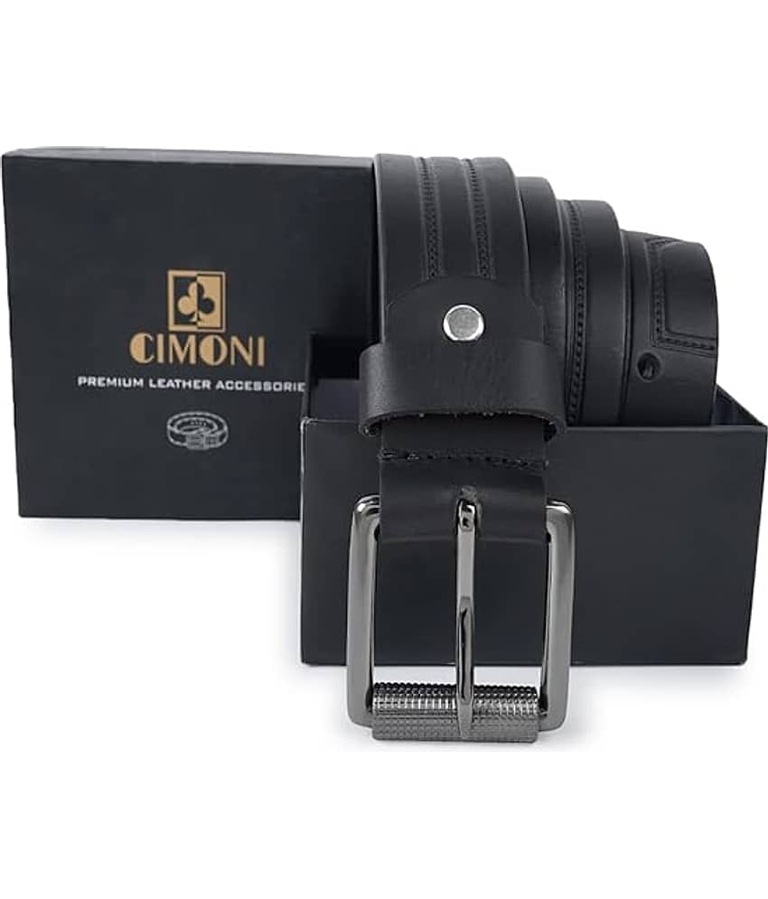 CIMONI - Black Leather Men's Formal Belt ( Pack of 1 )