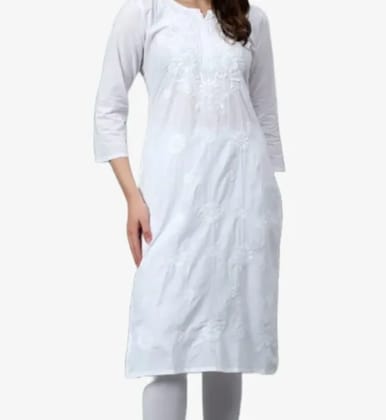 Lucknowi Chikankari Heavy Neck Embroidered Long Kurti Pre-Dyed Design Pink