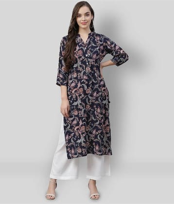 Divena - Blue Rayon Women's Straight Kurti
