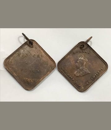 **RARE** 1919 Victory and Peace Copper Medal of King George V collecting old Medal Antique