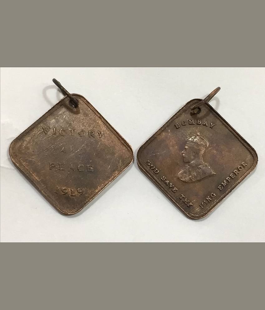 **RARE** 1919 Victory and Peace Copper Medal of King George V collecting old Medal Antique