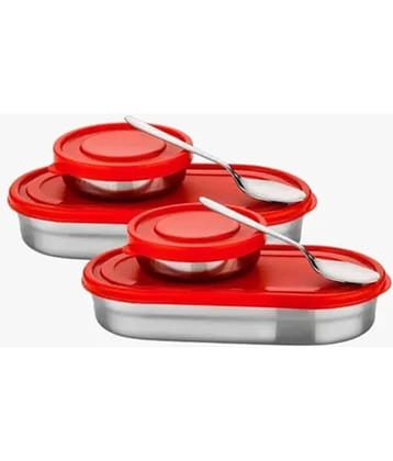 Analog Kitchenware School/College/Office Tiffin Stainless Steel Lunch Box 4 - Container ( Pack of 2 )