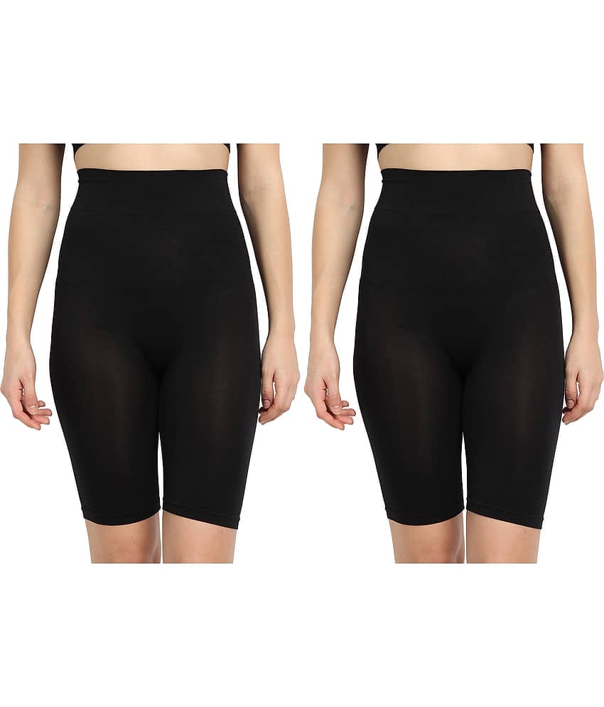 3Mads Pack of 2 Cotton Women's Thigh Compressor ( Black ) SFH007_BK_BK_L