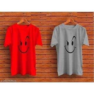 Viaan Trending  Grey, White Printed T-shirt For Men (Pack of 2)