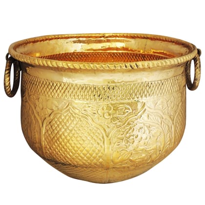 Brass Decorative Home Planter � Elegant Gold Finish, Height : 11.5 Inch (FMAS615 D)