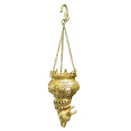 Brass Nandi Face Shirangi Statue | Shiv Temple Decor, Height : 8.5 Inch (BSMAS1890 D)