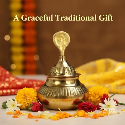 Aatm Brass Handcrafted Round Kumkum Box - Pooja Roli, Chawal, Chandan, Haldi, Kumkum and Sindoor Dabbi - 6.8 cm - Traditional Mandir Use