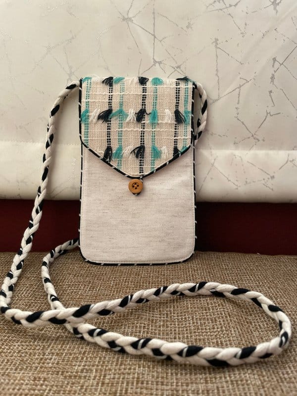 KRI India Distressed Kri Flap Phone Sling | 7.5x5 inches | Wash & Care | 100% Cotton | Handcrafted in India. 100% organic & natural.