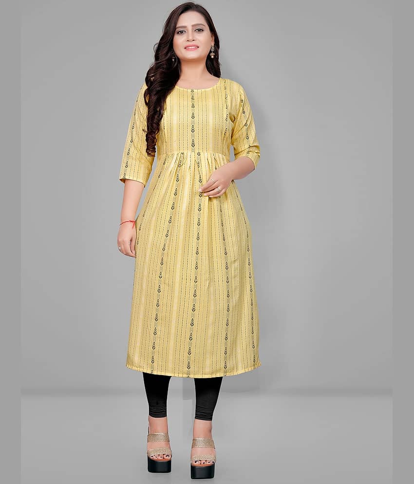 Lerkiza - Yellow Cotton Women's Straight Kurti ( Pack of 1 )