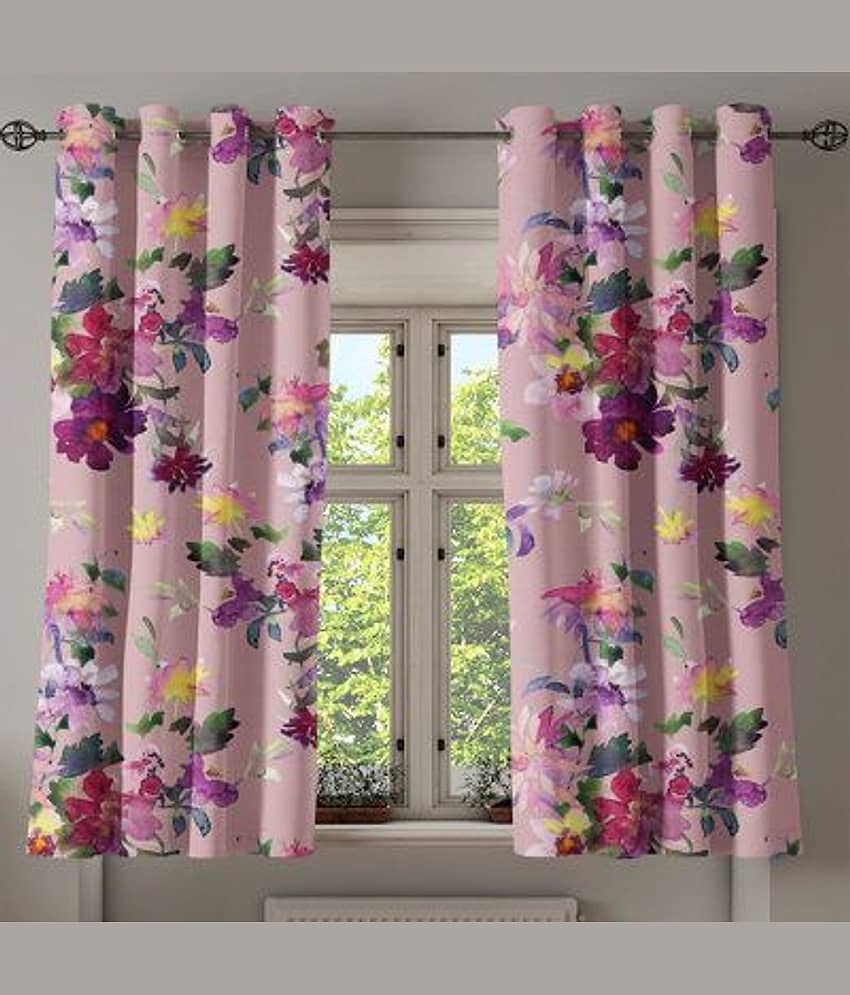 V21 decod Graphic Room Darkening Eyelet Curtain 9 ft ( Pack of 1 ) - Pink