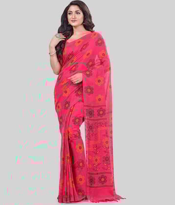 Desh Bidesh Cotton Printed Saree With Unstitched Blouse Piece ( Pink )
