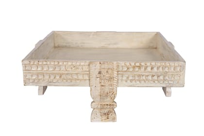 Wooden Indian Distressed Antique Square Table | Unique Chakki Table for Home Decor Wooden Indian Distressed Antique Square Table | Unique Chakki Table for Home Decor