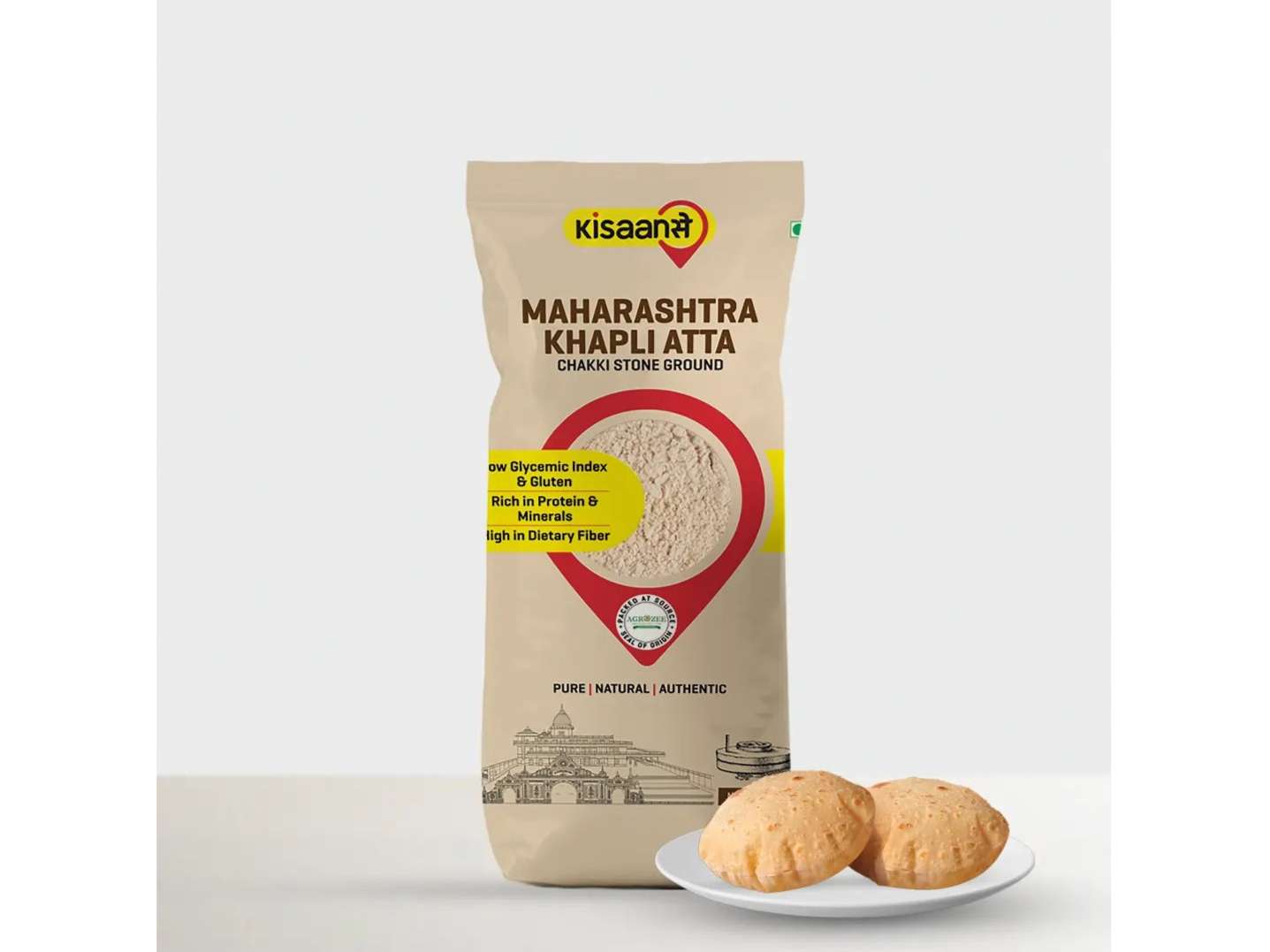 KisaanSay Maharashtra Khapli Atta - 2 Kilogram